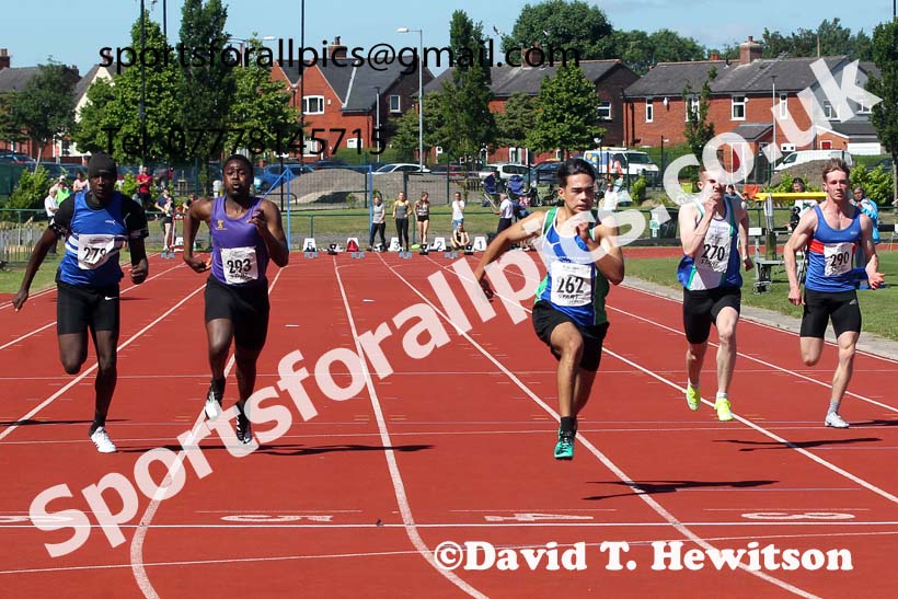 Mens under-20s 100 metres, 2021 Northern Senior and Under-20s Champs., Leigh. Photo: David T. Hewitson/Sports for All Pics